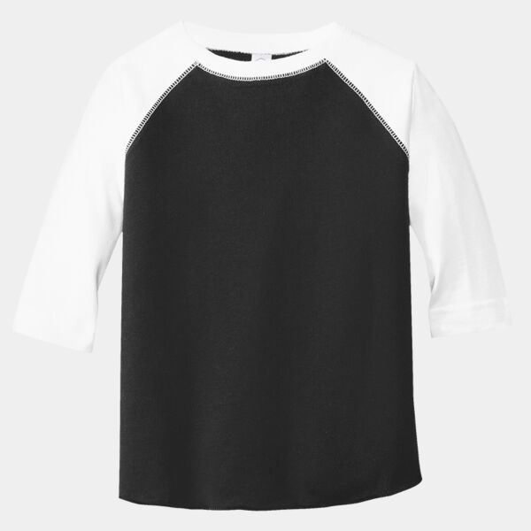 Toddler Baseball Fine Jersey Three-Quarter Sleeve Tee Thumbnail